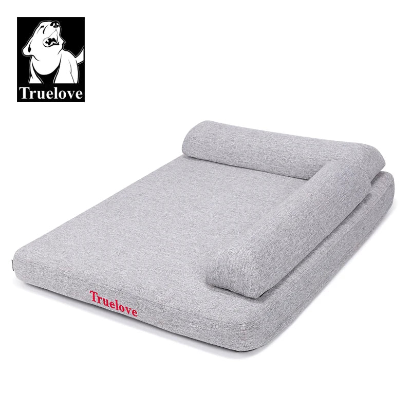 Truelove Orthopedic Memory Foam Dog Bed – 100% Linen Fabric Calming Bed with Removable Pillow & Washable Cover