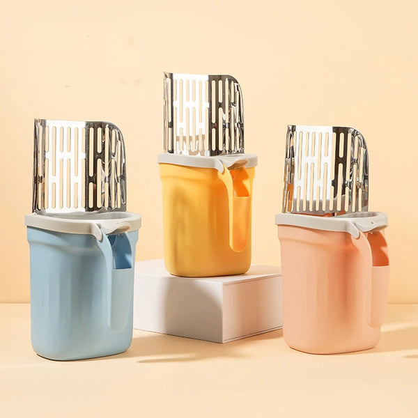 Stainless steel Cat Litter Shovel Scoop with Refill Bag for Pet Filter Toilet Picker Cat Supplies Cat Litter Box Self Cleaning