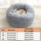 Soft Plush Donut Pet Bed for Cats & Small Dogs – Warm Faux Fur Calming Round Washable Bed