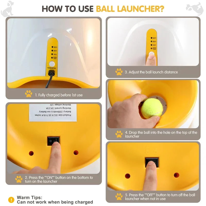 Mini Automatic Dog Ball Launcher with 3 Balls – Rechargeable Indoor Fetch Toy for Small Dogs