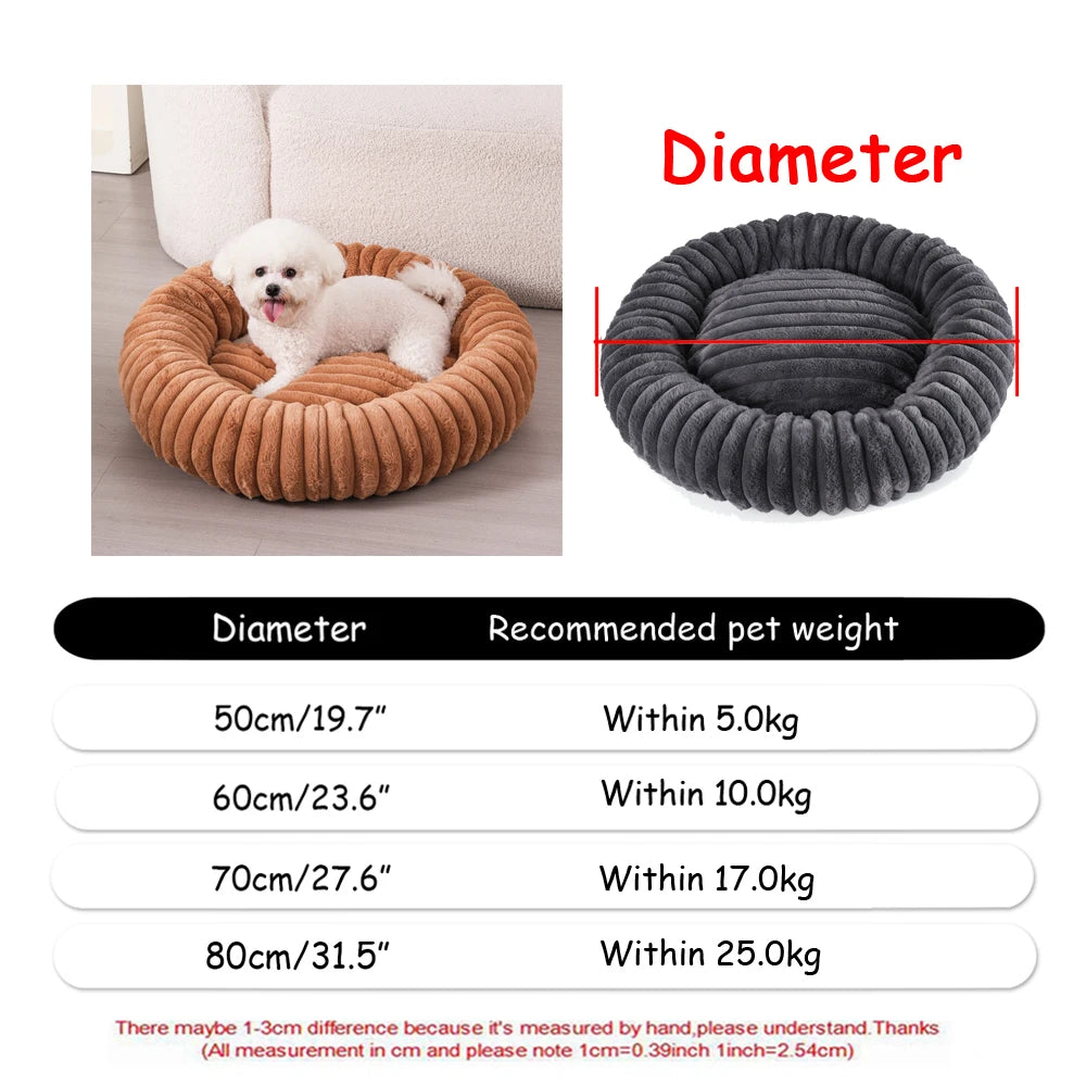 Calming Donut Dog Bed & Cat Cushion - Ultra Soft Plush Anti-Anxiety Pet Bed with Non-Slip Bottom