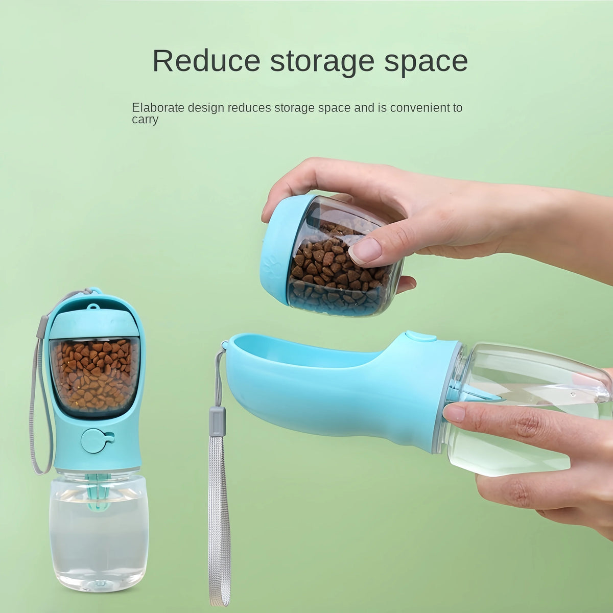 2-in-1 Portable Dog Water Bottle with Food Storage – Travel Feeder Bowl for Puppies & Small Dogs