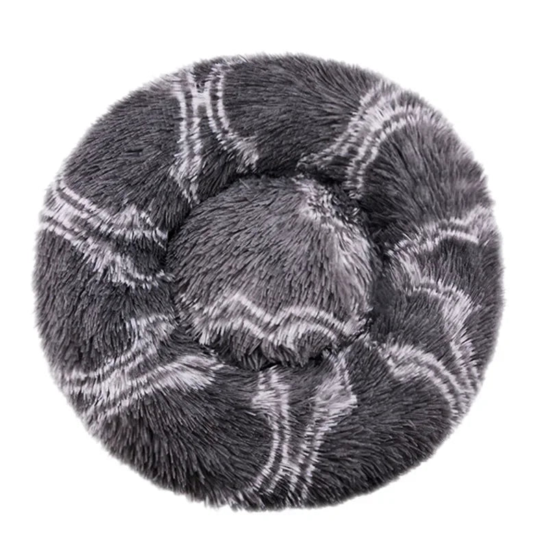 Calming Donut Dog Bed & Cat Cushion - Ultra Soft Plush Anti-Anxiety Pet Bed with Non-Slip Bottom