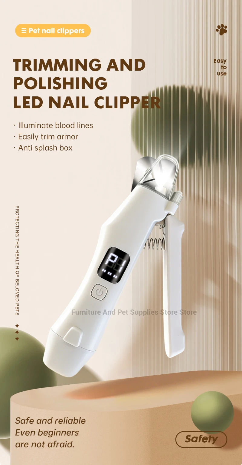 Safe 2-in-1 Dog & Cat Nail Clipper with Diamond Grinder - USB Type-C Rechargeable