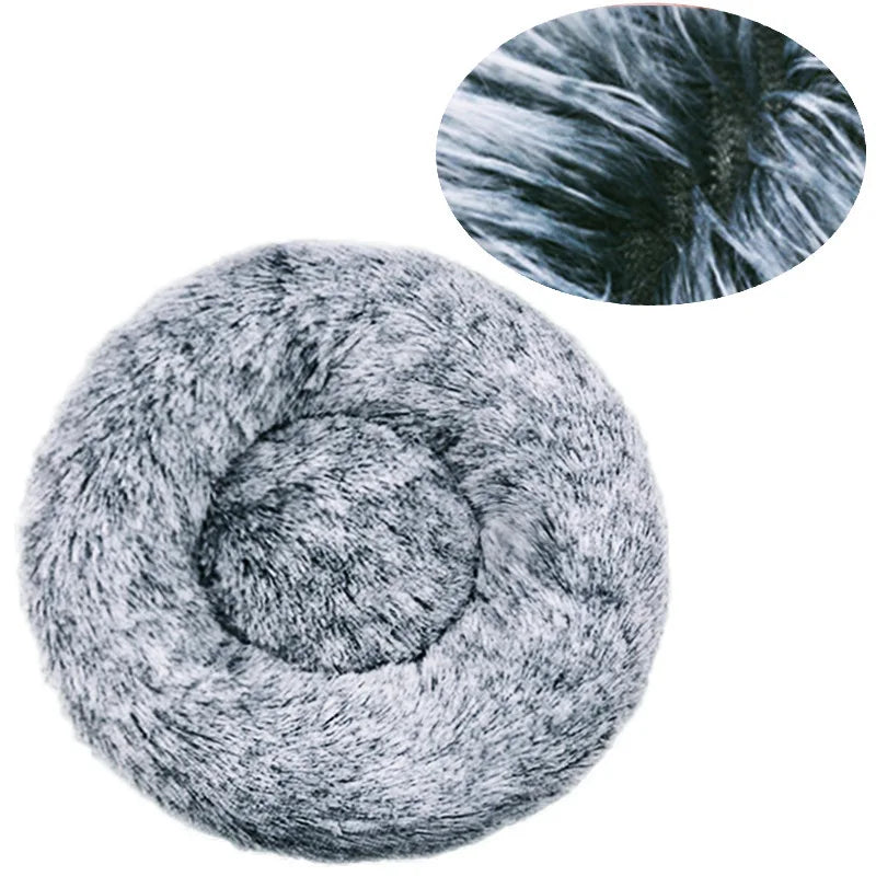 Calming Donut Dog Bed & Cat Cushion - Ultra Soft Plush Anti-Anxiety Pet Bed with Non-Slip Bottom