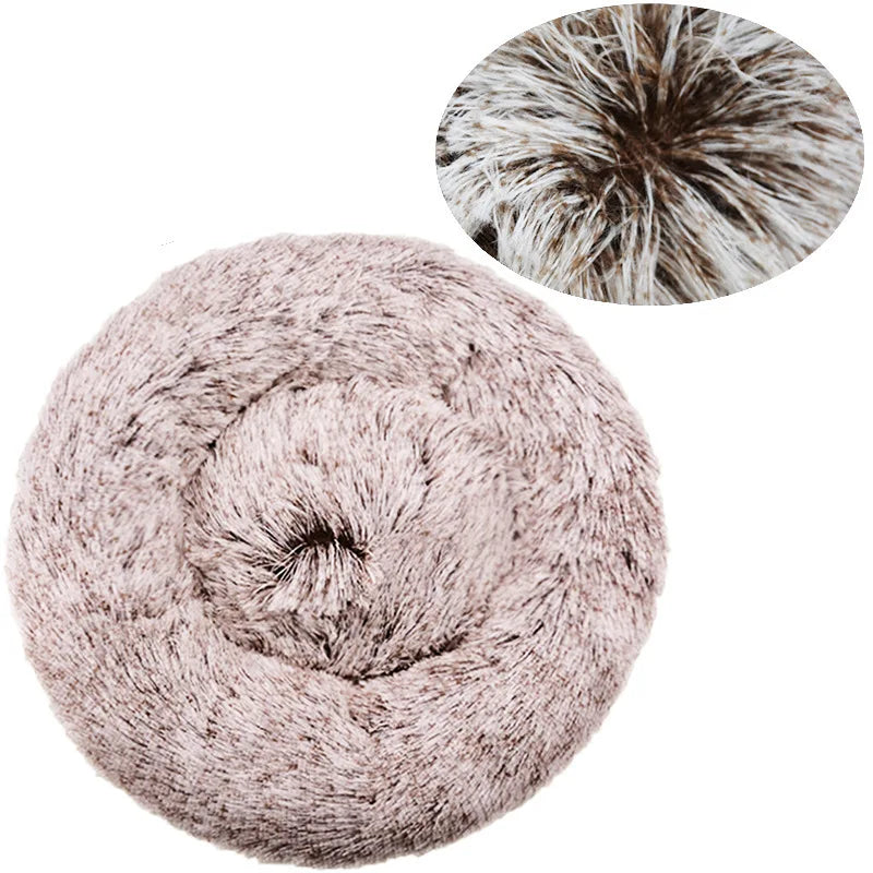 Calming Donut Dog Bed & Cat Cushion - Ultra Soft Plush Anti-Anxiety Pet Bed with Non-Slip Bottom