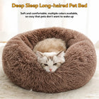 Soft Plush Donut Pet Bed for Cats & Small Dogs – Warm Faux Fur Calming Round Washable Bed