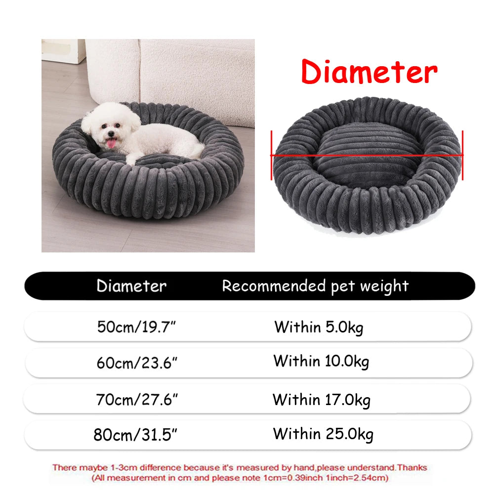 Calming Donut Dog Bed & Cat Cushion - Ultra Soft Plush Anti-Anxiety Pet Bed with Non-Slip Bottom