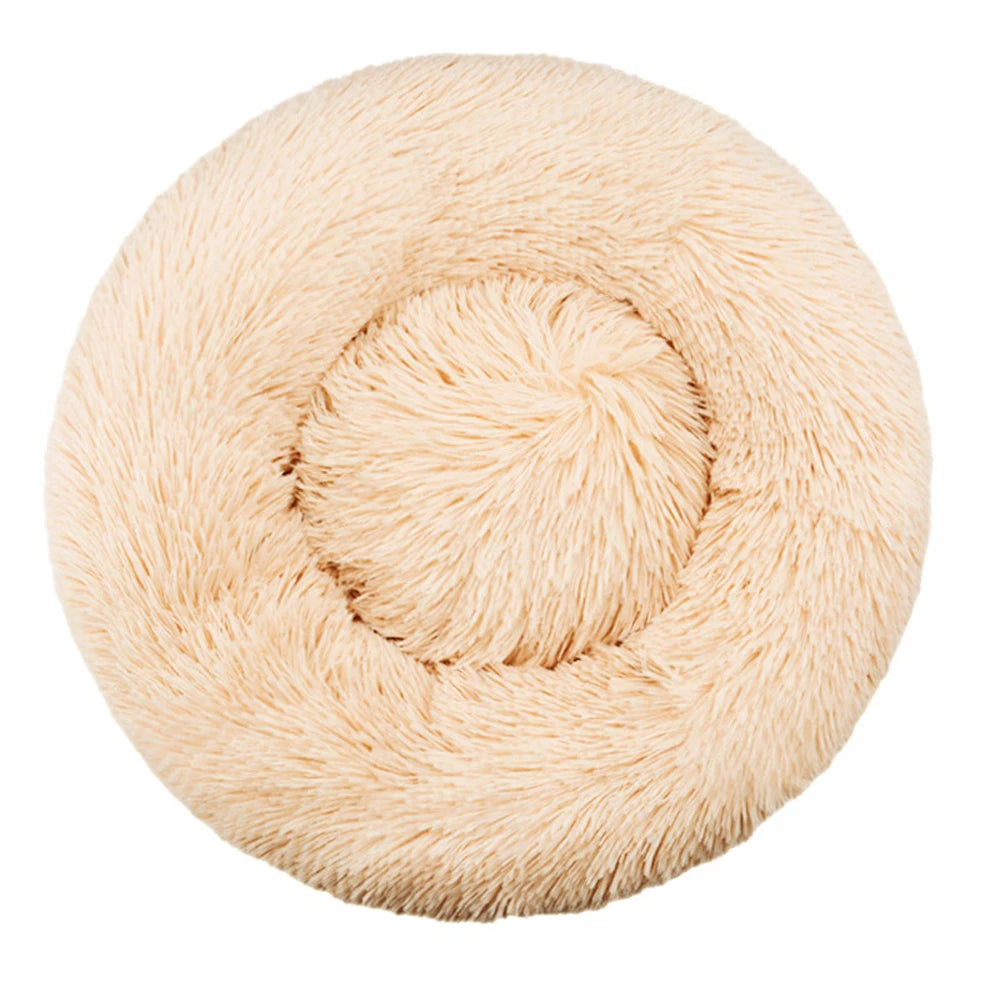 Calming Donut Dog Bed & Cat Cushion - Ultra Soft Plush Anti-Anxiety Pet Bed with Non-Slip Bottom