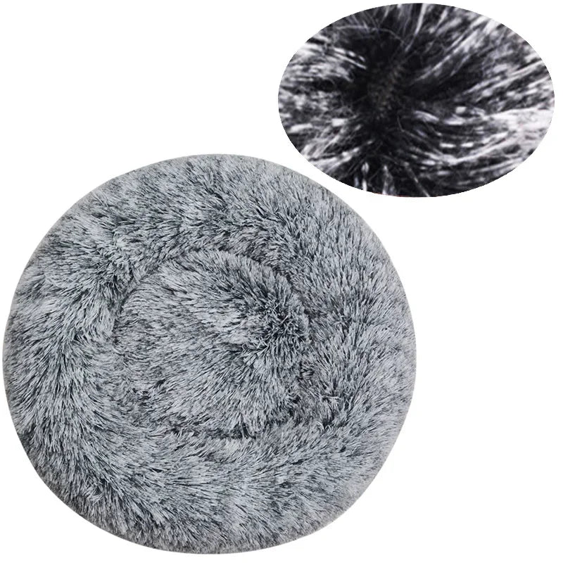 Calming Donut Dog Bed & Cat Cushion - Ultra Soft Plush Anti-Anxiety Pet Bed with Non-Slip Bottom