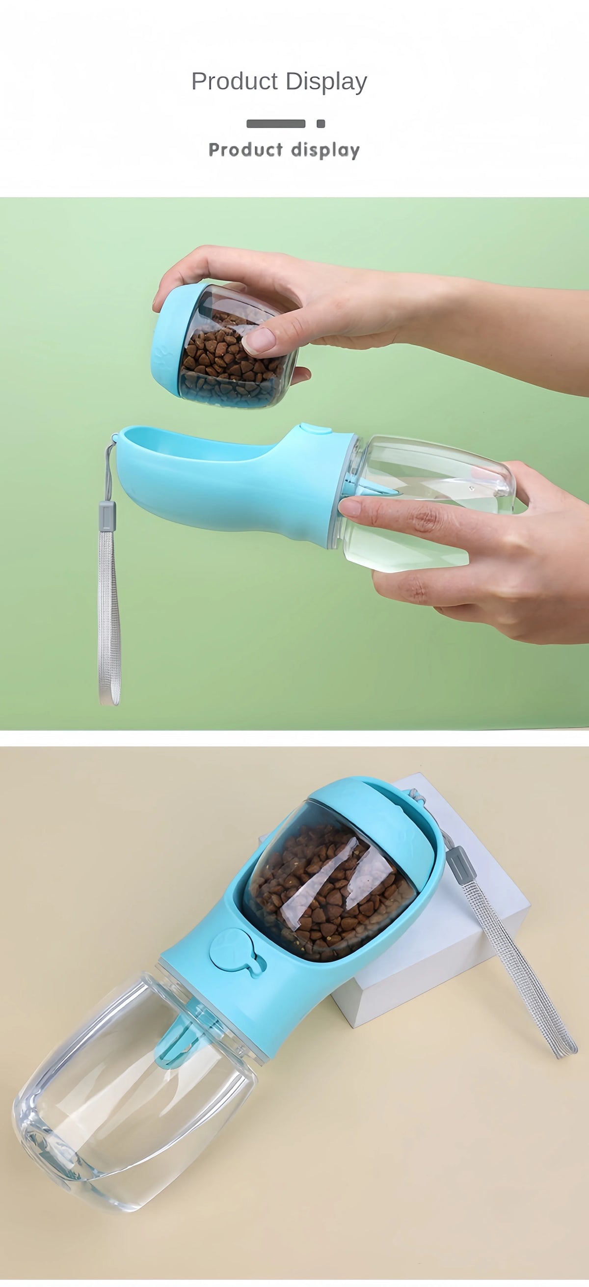 2-in-1 Portable Dog Water Bottle with Food Storage – Travel Feeder Bowl for Puppies & Small Dogs