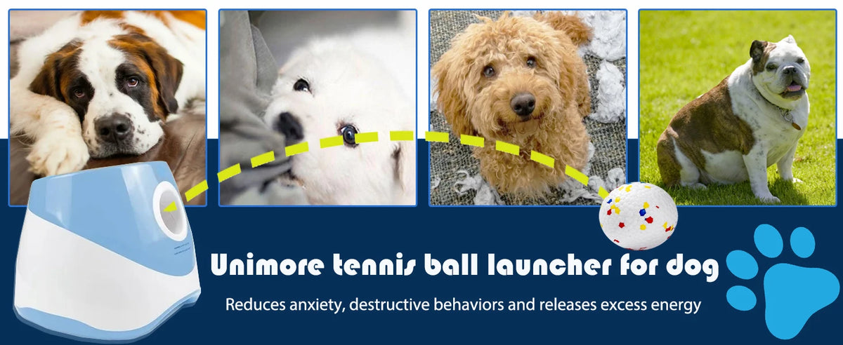 Automatic Dog Ball Launcher with 3 Distance Settings - Interactive Fetch Toy with 58mm ETPU Tennis Balls