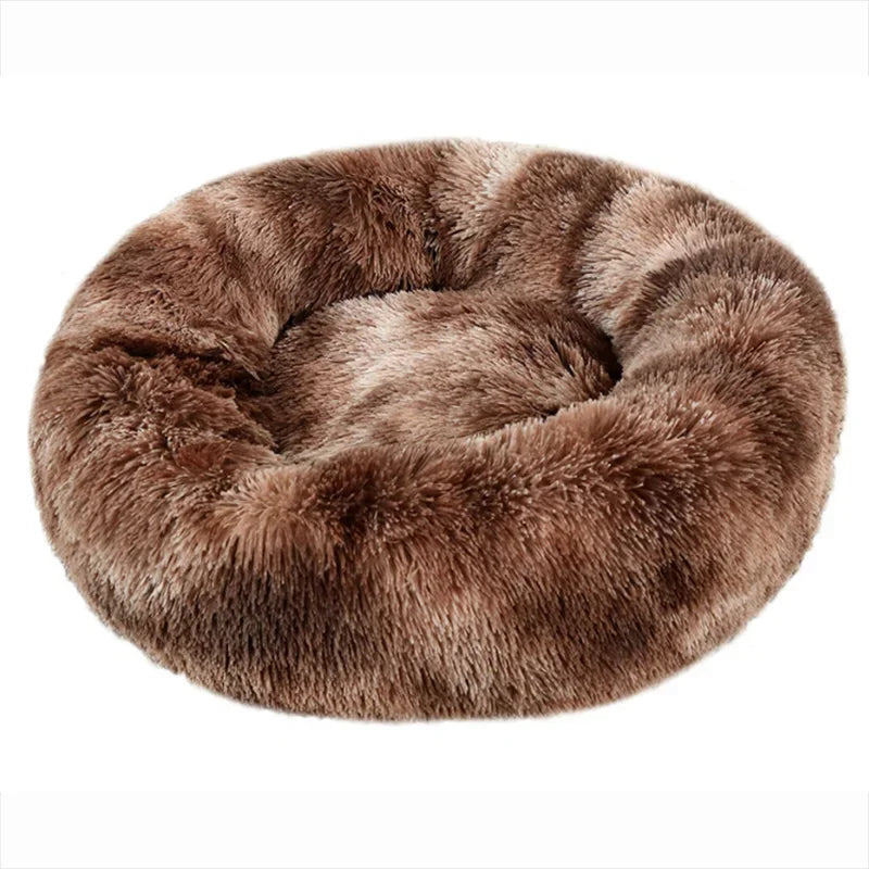 Calming Donut Dog Bed & Cat Cushion - Ultra Soft Plush Anti-Anxiety Pet Bed with Non-Slip Bottom