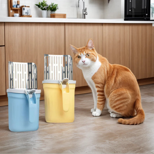 Stainless steel Cat Litter Shovel Scoop with Refill Bag for Pet Filter Toilet Picker Cat Supplies Cat Litter Box Self Cleaning