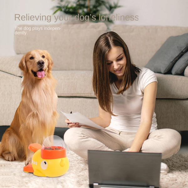 2-in-1 Interactive Dog Treat Dispenser & Slow Feeder - Cartoon Duck Paw-Pressed IQ Puzzle Toy