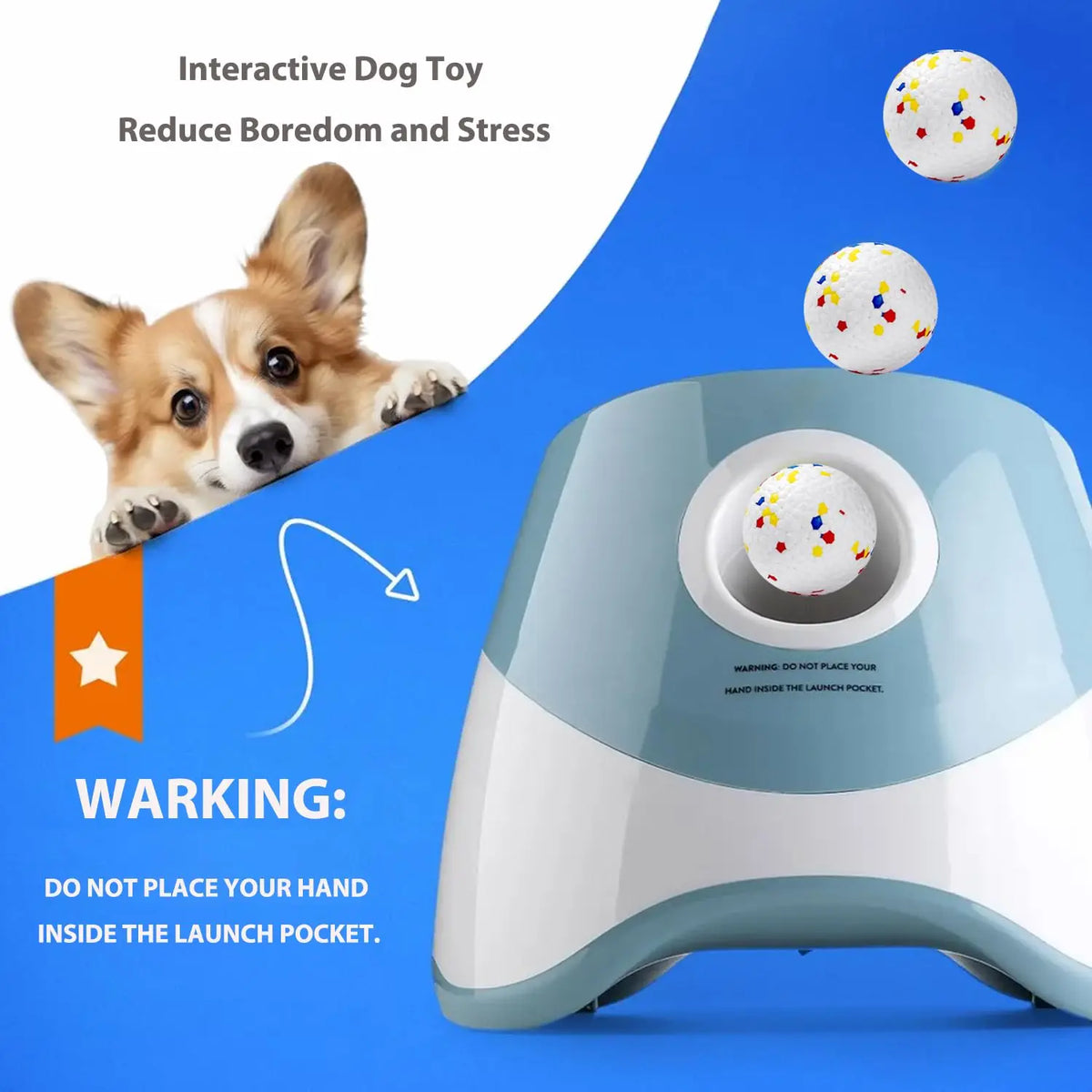 Automatic Dog Ball Launcher with 3 Distance Settings - Interactive Fetch Toy with 58mm ETPU Tennis Balls