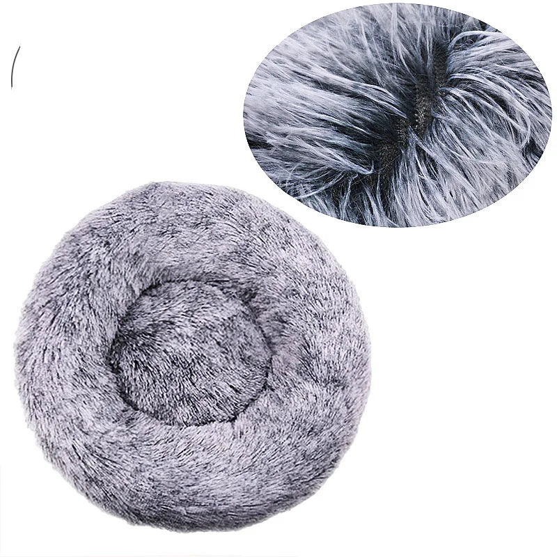 Calming Donut Dog Bed & Cat Cushion - Ultra Soft Plush Anti-Anxiety Pet Bed with Non-Slip Bottom