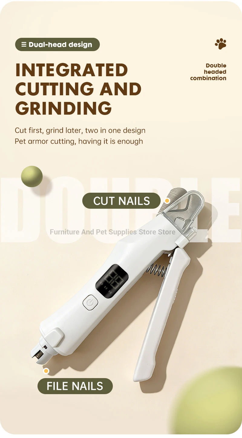 Safe 2-in-1 Dog & Cat Nail Clipper with Diamond Grinder - USB Type-C Rechargeable