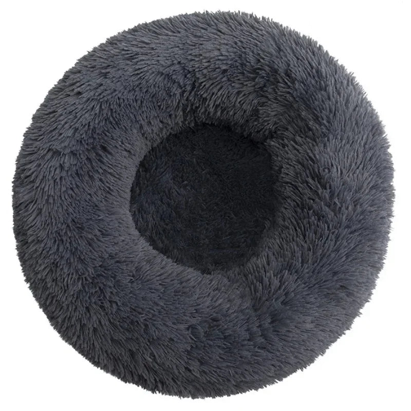 Calming Donut Dog Bed & Cat Cushion - Ultra Soft Plush Anti-Anxiety Pet Bed with Non-Slip Bottom