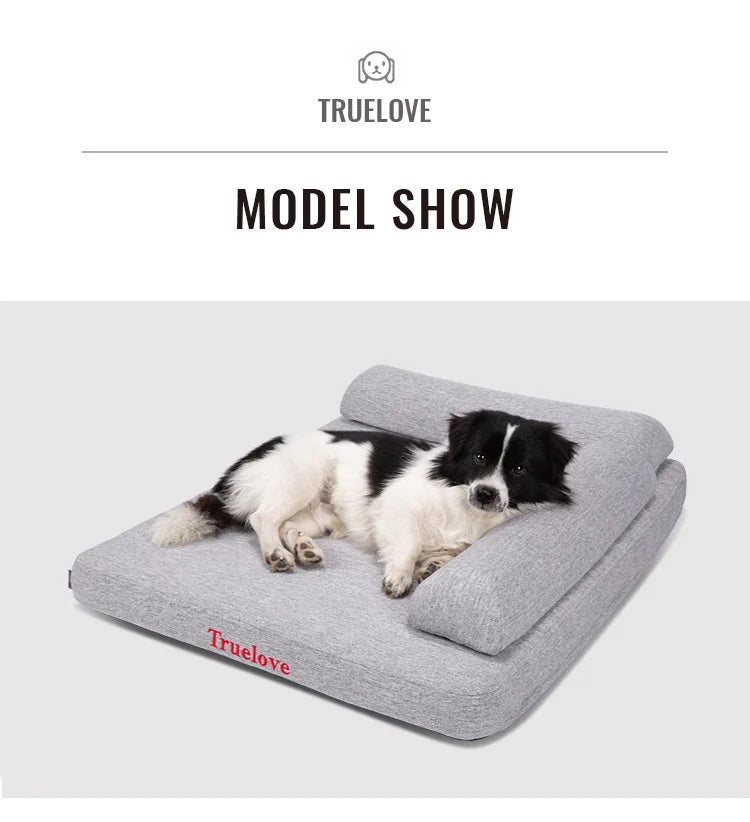 Truelove Orthopedic Memory Foam Dog Bed – 100% Linen Fabric Calming Bed with Removable Pillow & Washable Cover