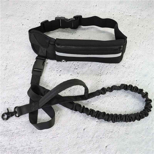 Hands-Free Dog Leash with Shock-Absorbing Bungee | Running & Training Waist Belt with Phone Pocket & Water Bottle Holder for Large Dogs up to 180lbs