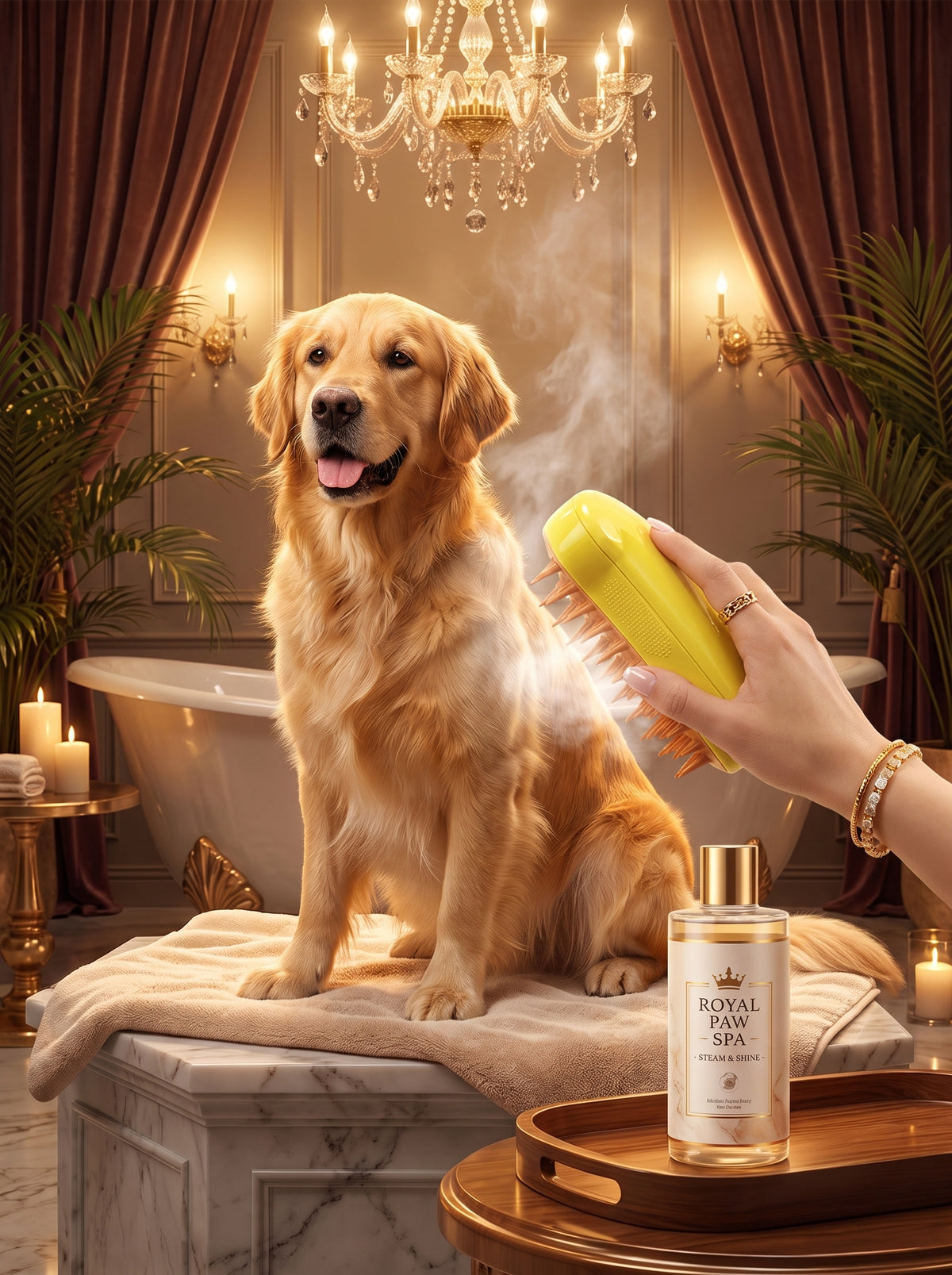 3-in-1 Electric Steamy Pet Brush – Rechargeable Cat & Dog Grooming Brush with Water Spray & Massage Teeth