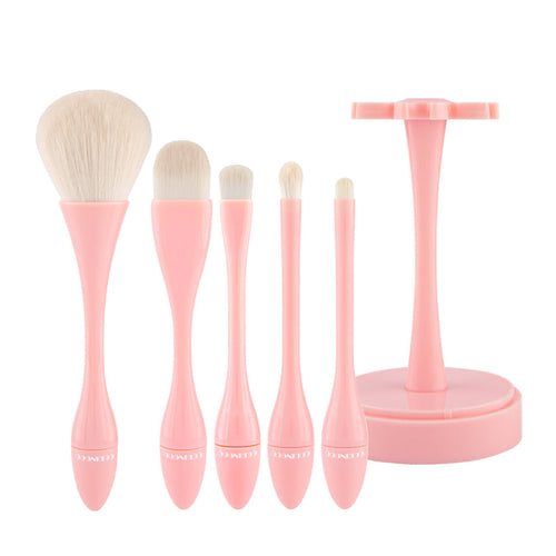 CORINGCO Egg Holder Makeup Brush Set 5P | Aesthetic Pastel Pink Brush Kit